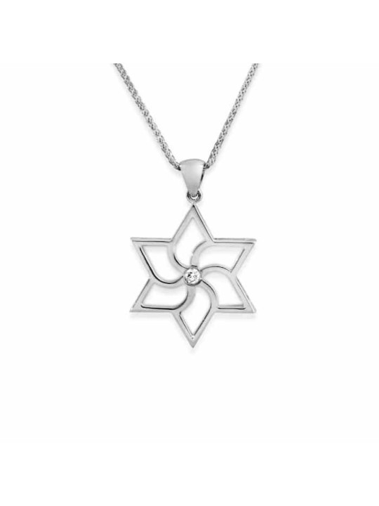 שרשרת מגן דוד גיאומטרית רוז גולד עם די , מתנות ט"ו באב , א